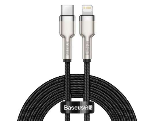 1m Baseus kabelis metāla USB-C C tips C līdz Lightning PD kabelis 20W melns