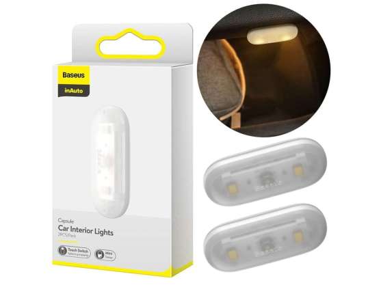 Базеус Капсулна автомобилна лампа за вътрешно осветление, комплект от 2 бр. (бяло