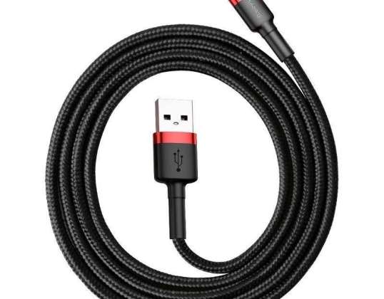 Baseus Cafule Lightning USB 2.4A kabelis 50cm (melni sarkans)