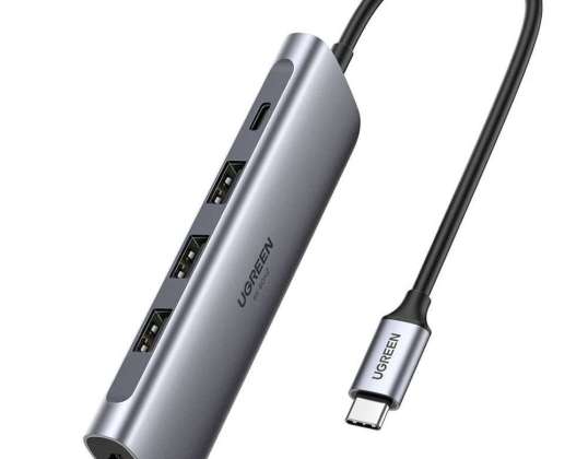 5in1 UGREEN Hub USB-C a 3x USB 3.0 + HDMI 4K + USB-C PD 100W adaptador (