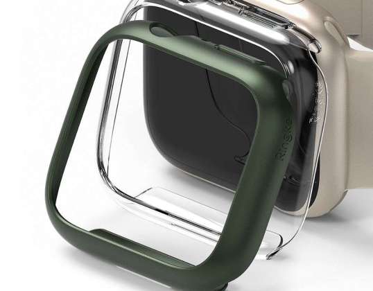 2x Ringke Slim Cover for Apple Watch 7 41mm Clear & Deep Green