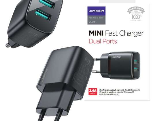 Joyroom L-2A123 wall charger 2x USB QC 3.0 2.4A 12W Black