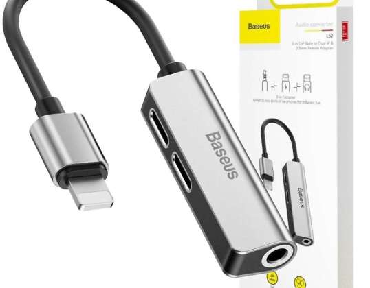 Baseus Lightning Audio Adapter la miniJack 3.5mm + 2x Lig adaptor
