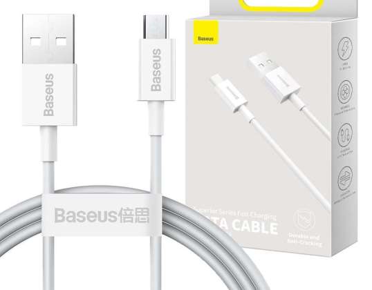 1m Baseus Superior kabel slitesterk USB til mikro USB-kabel 2A hvit