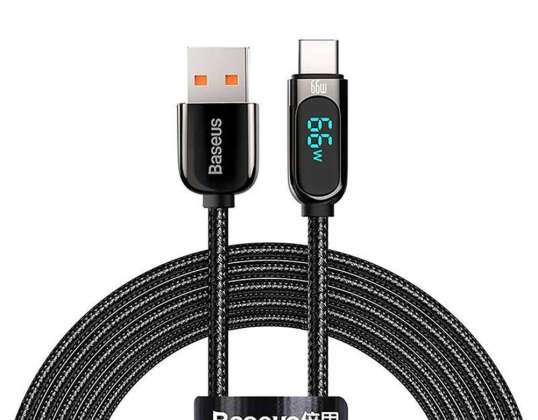 2m Baseus Display Fast Charging USB-A to USB-C Cable 66W 2m Black