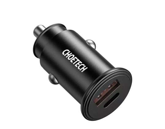 Choetech High Speed Double Port Car Charger PD USB Tipo + QC3.0
