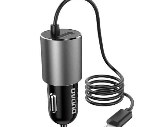 Автомобільний зарядний пристрій Dudao USB з вбудованим кабелем Lightning 3,4 A cz
