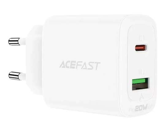 Acefast USB Type/USB 20W VÆGOPLADER, PPS, PD, QC 3.0, AFC,