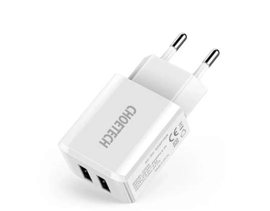 Choetech Dual Port Wall Charger 2 x USB-A 10W 2A White (C0030)
