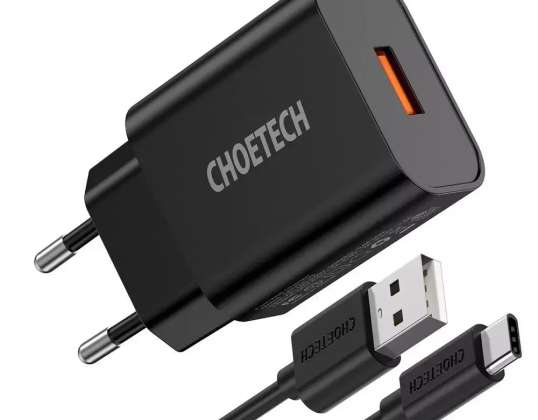 Choetech Quick Charge 3.0 Fast Wall Charger 18W 3A + Cablu USB