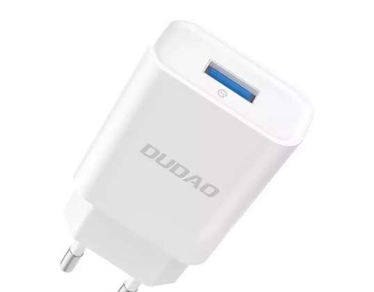 Dudao zidni punjač EU USB 5V / 2.4A QC3.0 Brzo punjenje 3.0 bijelo (