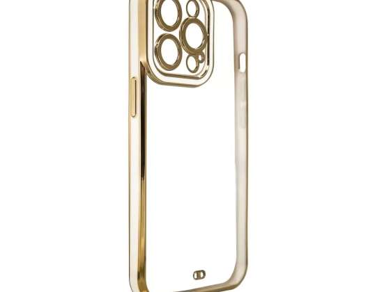 Muotikotelo iPhone 13 Pro -geelikotelolle, jossa kultakehys valkoinen