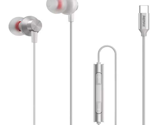 REMAX Kõrvasisesed USB-kõrvaklapid tüüp C peakomplekt koos valge kaugjuhtimispuldiga