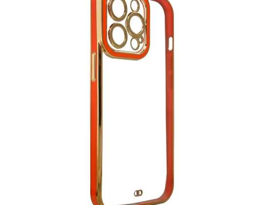 Fashion Case Case for iPhone 12 Gel Case with Gold Frame Red