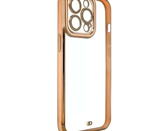 iPhone 12 için Moda Kılıfı Altın Çerçeveli Altın Jel Kılıf