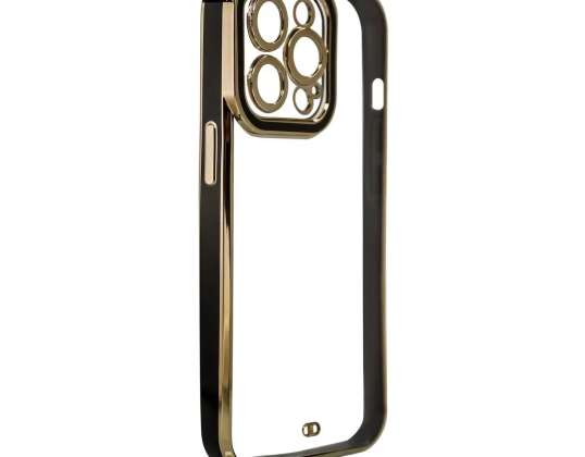 iPhone 13 Pro için Moda Kılıf Altın Çerçeveli Jel Kılıf