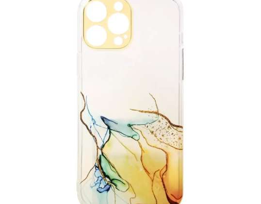 Marble Case voor iPhone 12 Gel Cover Marmer Oranje
