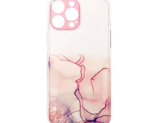 Marble Case etui do iPhone 12 żelowy pokrowiec marmur różowy