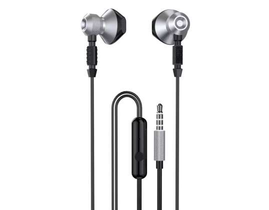 Dudao Metal Wired In-ear hovedtelefoner 3,5 mm Mini Jack Grå (X2