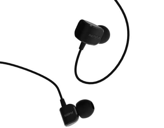 Remax austiņas ausīs ar mikrofonu un tālvadības pulti melnā krāsā (RM-502 melns