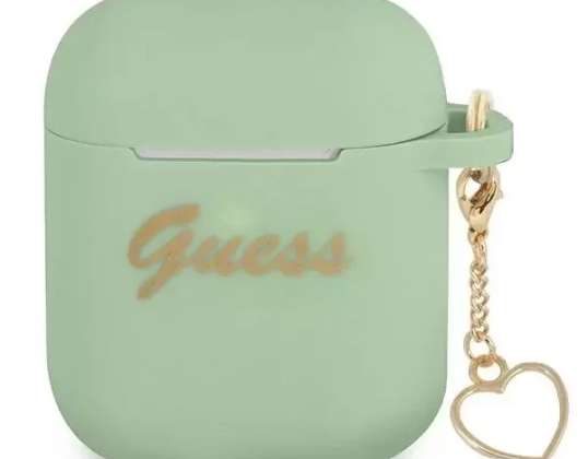 Guess GUA2LSCHSN AirPods cover groen / groen Silicone Charm Heart Coll