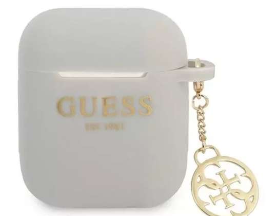 Guess GUA2LSC4EG AirPods cover grijs / grijs Silicone Charm 4G Collection