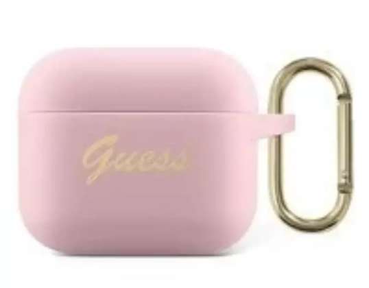 Guess GUA3SSSI AirPods 3 cover pink/pink Silicone Vintage Script