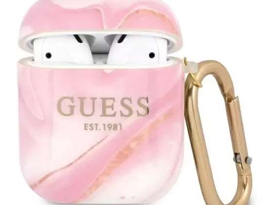 Guess GUA2UNMP AirPods cover roze / roze Marmer Collectie