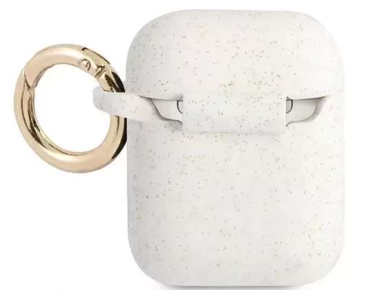 Guess GUA2SGGEH AirPods cover wit / wit siliconen glitter