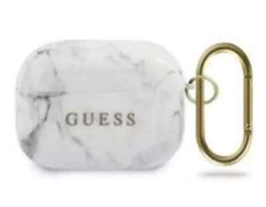 Guess GUACAPTPUMAWH AirPods Pro cover wit/wit Marmer Collectie