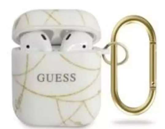 Guess GUACA2TPUCHWH AirPods couvre la collection Gold Chain blanc / blanc