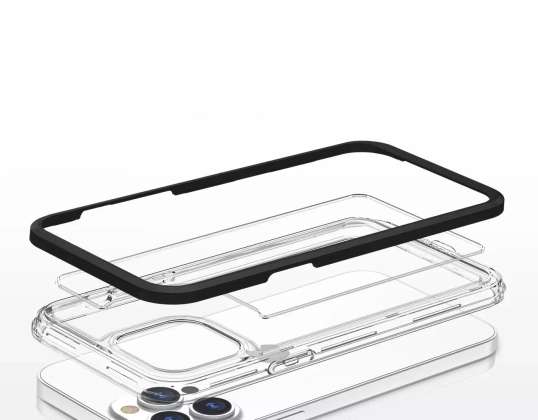 Klart 3-i-1-etui til iPhone 13 Pro Max gelcover med ramme sort