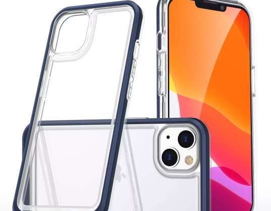Clear 3in1 Case pour iPhone 13 Gel Cover avec cadre bleu