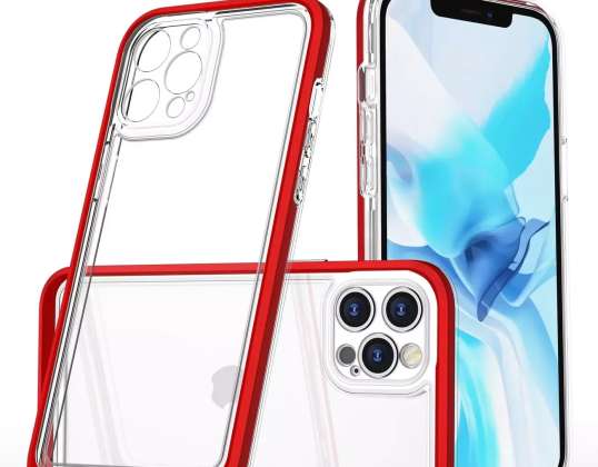 Klare 3in1 Hülle für iPhone 12 Pro Max Gel Cover mit Rahmen Rot