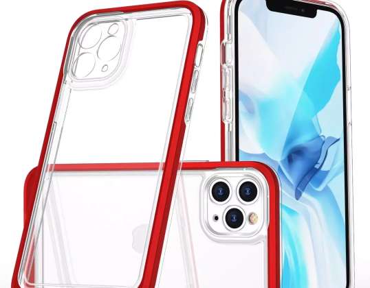 Прозрачный чехол 3в1 для iPhone 11 Pro Max Гель Чехол с рамкой красного цвета