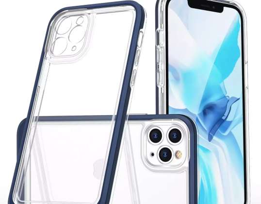 Clear 3in1 Case for iPhone 11 Pro Max Gel Cover with Frame Blue
