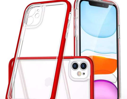 Capa transparente 3in1 para iPhone 11 Capa em gel com moldura vermelha
