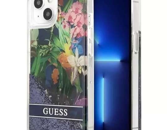 Guess GUHCP13SLFLSB iPhone 13 mini 5,4" modrý/modrý pevný kryt květina