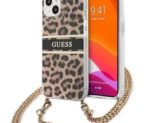Guess GUHCP13SKBCLE iPhone 13 mini 5,4" Leopard hardcase zlatý řemínek