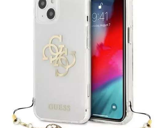 Guess GUHCP13SKS4GGO iPhone 13 mini 5,4" Custodia rigida trasparente 4G Gold