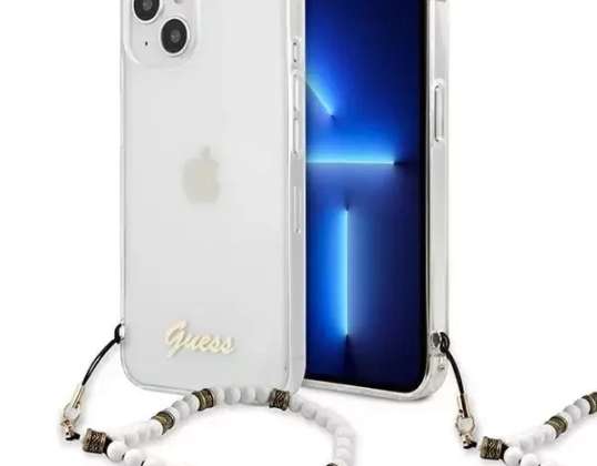 Guess GUHCP13MKPSWH iPhone 13 6,1 » Housse rigide transparente Perle blanche