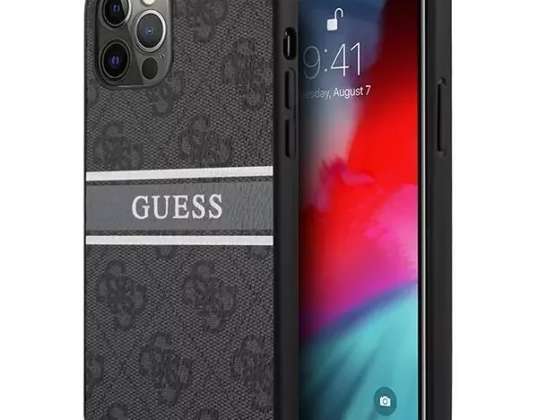 Guess GUHCP12M4GDGR iPhone 12/12 Pro 6,1" grau/grau Hardcase 4G Streifen