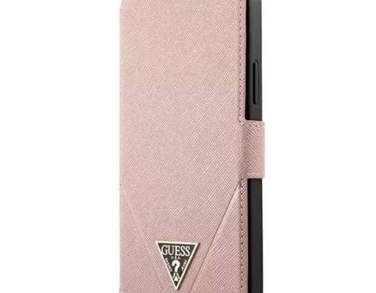 Uzminiet GUFLBKP12SVSATMLPI iPhone 12 mini 5,4" rozā/rozā grāmatu Saffiano
