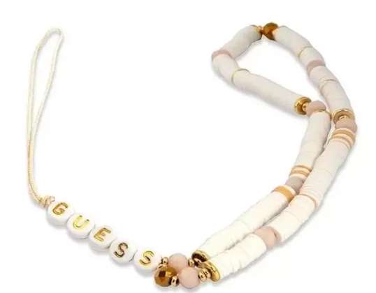 Guess pendant GUSTPEARW Phone Strap white Heishi Beads