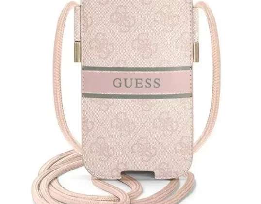 Guess táska GUPHL4GDPI 6,7" rózsaszín/rózsaszín keménydobozos 4G csík