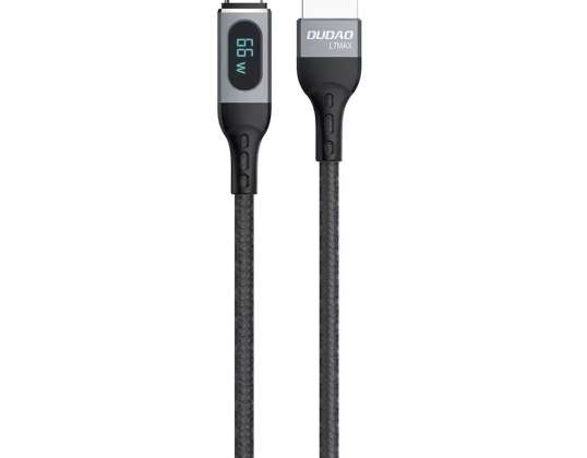Dudao USB към USB Type-C кабел бързо зареждане PD 66W черен (L7Max)