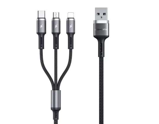 WK Design Gaming Series 3-в-1 кабел с USB - USB Type/Light терминали