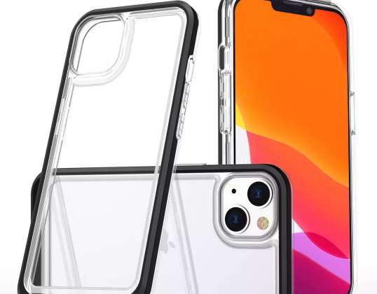 Clear 3en1 Case pour iPhone 13 mini Gel Cover avec cadre noir