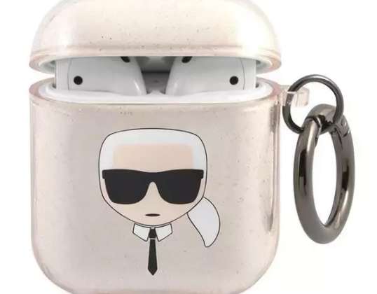 Karl Lagerfeld KLA2UKHGD AirPods cover gold/gold Glitter Karl's Head