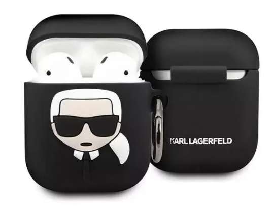 Karl Lagerfeld KLACCSILKHBK AirPods dangtelis juodas / juodas Silikonas Ikonik